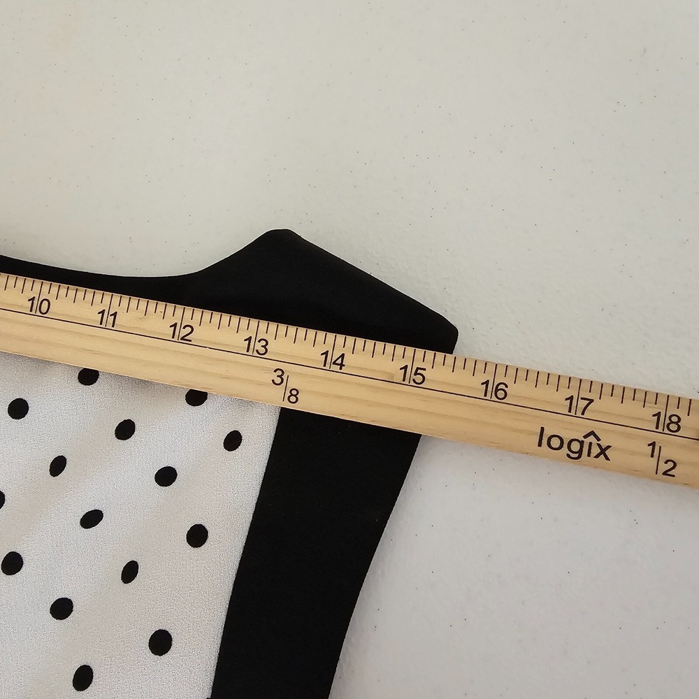 Black Label by Evan Picone Womens 12 White Black Polka Dotd Dress Flare Lined - Picture 10 of 13